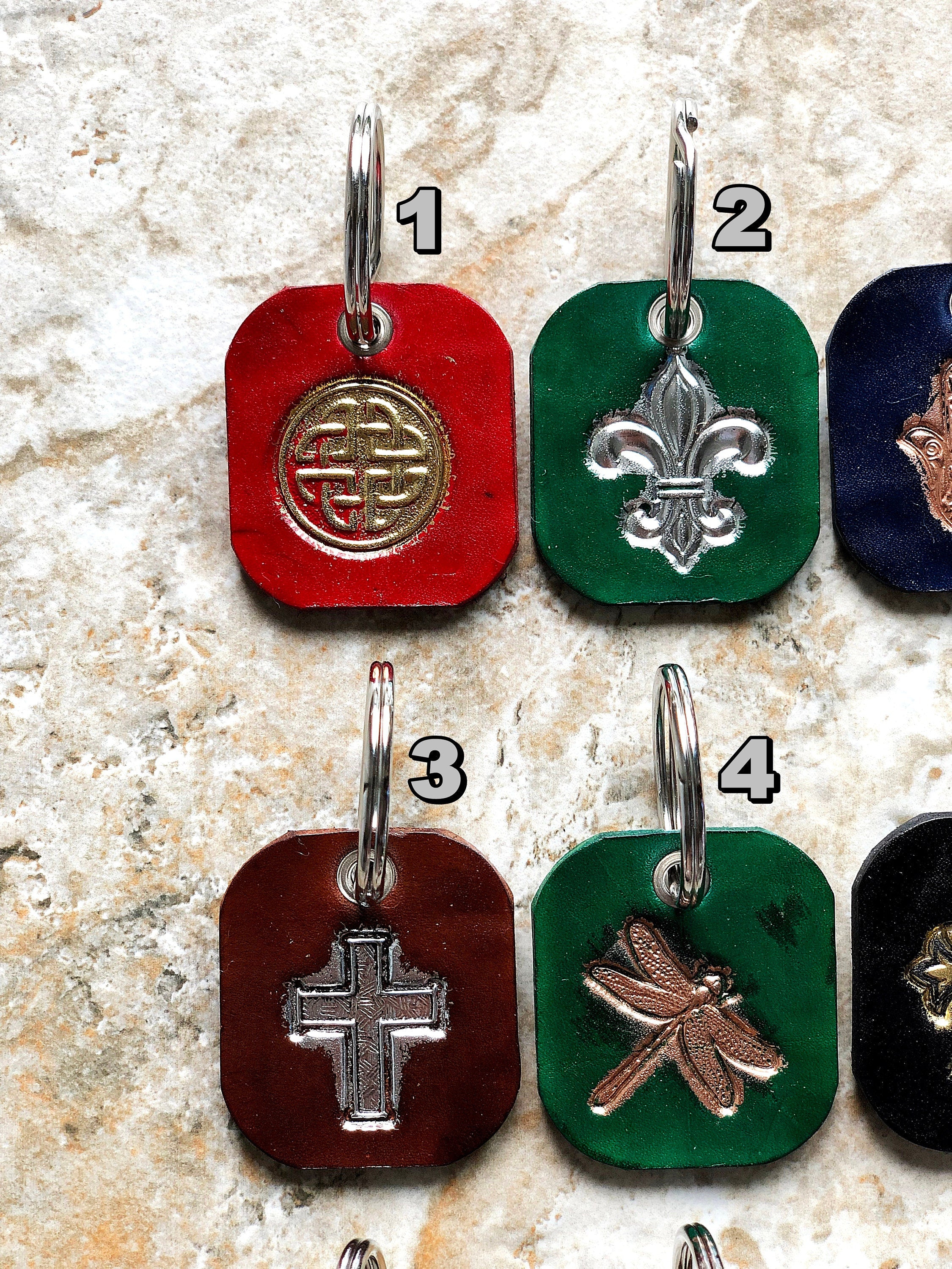 New Accented Leather Key Chains Keychains Keyfob Keyring Keyholder Limited Handmade Real Thick Tooled Embossed Engraved Unforgettable Gift